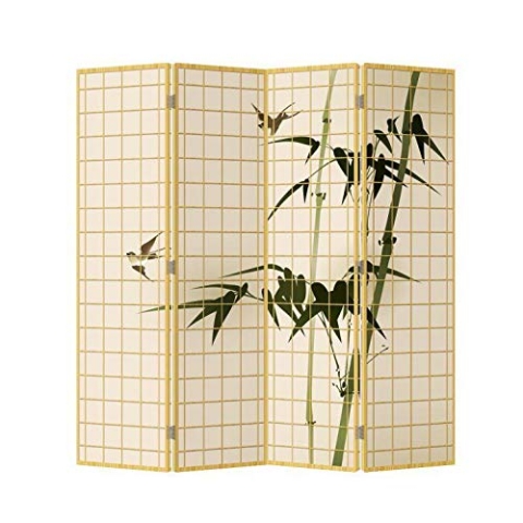 Fine Asianliving Paravent Raumteiler Japanisch Orientalisch Chinesisch Beidseitig L160xH180cm Spanische Wand Trennwand Room Divider Raumtrenner Sichtschutz Bedruckte Canvas Leinwand Asiatisch