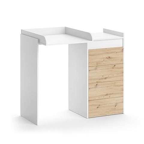 Vicco Waschmaschinenschrank Alf, Weiß/Eiche, 116 x 98 cm mit 4 Schubladen