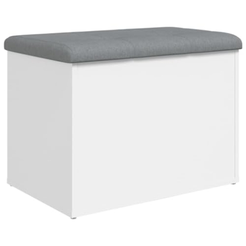 vidaXL Sitzbank, Bank mit Stauraum, Gepolstert Sitzhocker Schuhbank, Truhenbank Polsterbank Aufbewahrungsbox für Wohnzimmer Flur, Weiß Holzwerkstoff