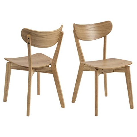 AC Design Furniture Roxanne Esszimmerstühle 2er Set, H: 79,5 x B: 45 x T: 55 cm, Eichen Look, Holz, Eiche