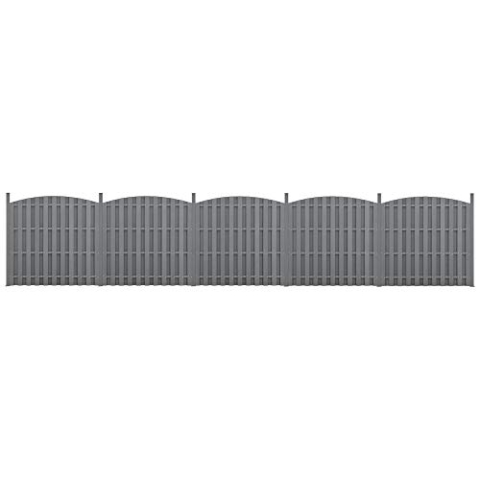 neu.holz WPC Gartenzaun mit Rundbogen und Pfosten 185x932cm Grau Sichtschutz Windschutz Lamellenzaun Zaun