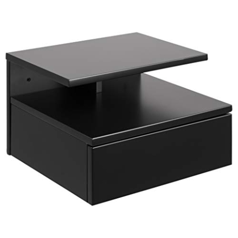 AC Design Furniture Fia Nachttisch mit 1 Schublade in Schwarz, 1 Stück, Wandschrank im Minimalistischen Stil, Kleiner Nachttisch für die Wandmontage, B: 35 x H: 22,5 x T: 32 cm