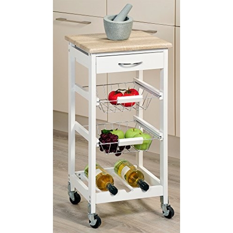 Kesper | Küchenwagen, Material: Holz, Maße: 36 x 36 x 77 cm, Farbe: Weiß, Braun | 25814 13