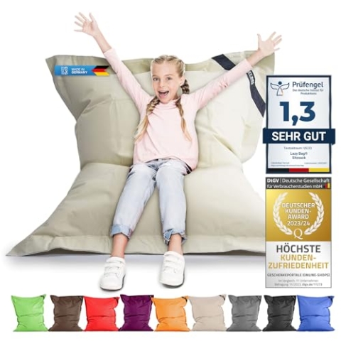 LAZY BAG Riesen-Sitzsack XL 160x125 cm mit 300 Liter | Sitzkissen 2-in-1 für Kinder & Erwachsene | Bequeme Indoor & Outdoor mit 3 Mio. EPS-Perlen für perfekte Ergonomie | Deutscher Marken Hersteller