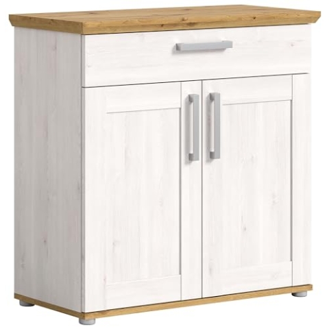 xonox.home Garderobe Verona Schuhkommode Schuhschrank Kommode Highboard Stauraumschrank in Sibiu Lärche Nb. Absetzung Artisan Eiche Nb., ca. 95x92x39 cm