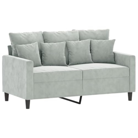 vidaXL Sofa 2-Sitzer, Loungesofa Couch mit Armlehnen Rückenkissen, Wohnzimmersofa Designsofa Metallgestell, Sitzmöbel Zweisitzer, Hellgrau Samt