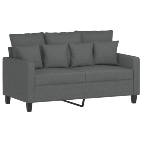 vidaXL Sofa 2-Sitzer, Loungesofa Couch mit Armlehnen Rückenkissen, Wohnzimmersofa Designsofa Metallgestell, Sitzmöbel Zweisitzer, Dunkelgrau Stoff