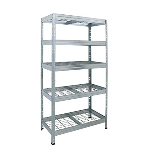 Outdoor-Weitspannregal 4 Gitterböden | 300 kg Boden Tragkraft | TÜV geprüft | HxBxT 1800 x 1200 x 450 mm | Lagerregal | Schwerlastregal | Metallregal