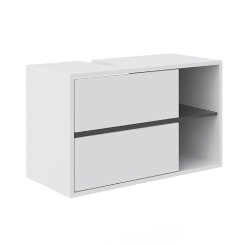 Vicco Waschbeckenunterschrank Viola, Waschtischunterschrank mit Schubladen, Weiß, 100 x 60 cm
