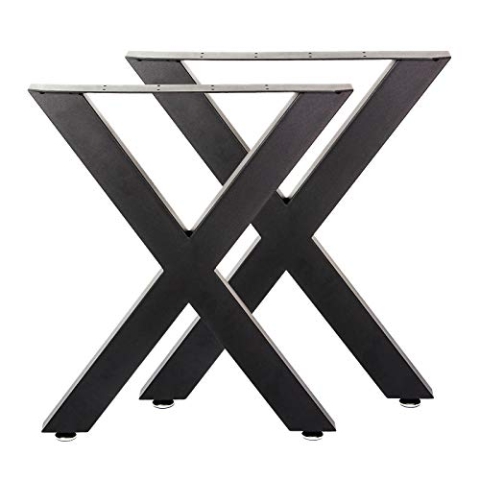 Wiltec Tischbeine 2er Set aus Stahl im X-Profil 72x60cm in Schwarz Tischkufen Tischgestell Tischuntergestell in X Form