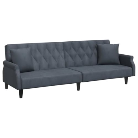 vidaXL Schlafsofa mit Armlehnen, Sofa mit verstellbaren Rückenlehnen, Couch für Wohnzimmer, Schlafcouch Bettsofa Sofabett, Dunkelgrau Samt