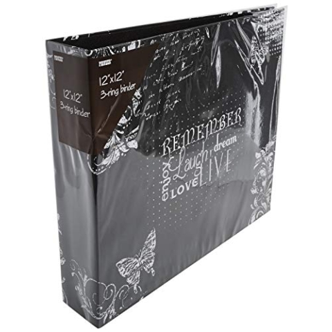 Pioneer Photo Albums Fotoalben T-12CHLK/R 3-Ring-gedruckte Kreidetafel-Design-Binder Remember Scrapbook, 30,5 x 30,5 cm, PVC, 30,5 x 30,5 cm