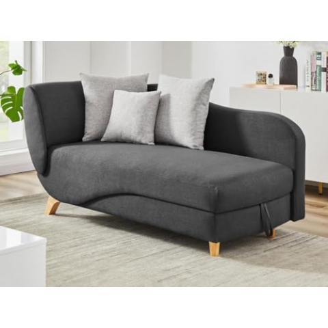 Vente-unique-Recamiere mit Schlaffunktion & Stauraum - rechtsseitig - Stoff - Anthrazit - Penelope