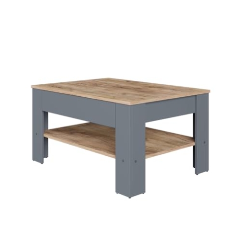 Vicco Couchtisch Milan, Wohnzimmertisch mit Schublade, Anthrazit/Goldkraft Eiche, 92.2 x 65 cm