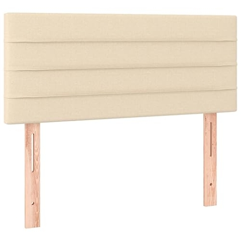 vidaXL LED Kopfteil Polsterkopfteil Bettkopfteil Betthaupt für Bett Bettgestell Bettrahmen Schlafzimmer Bettzubehör Creme 100x5x78/88cm Stoff
