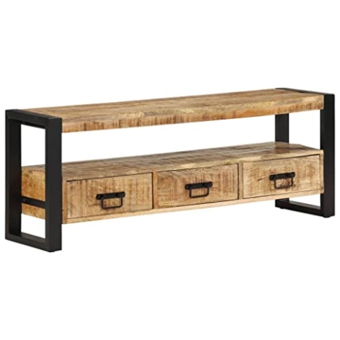 vidaXL TV Schrank, Fernsehschrank mit viel Stauraum, Lowboard für Wohnzimmer Fernseher, HiFi Schrank TV Möbel Fernsehtisch, Massivholz Mango