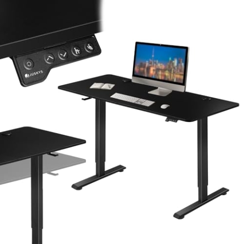 Juskys Höhenverstellbarer Schreibtisch 120x60cm - Elektrisch stufenlos verstellbar Bürotisch Sitz- & Stehtisch Speicherplatz Memory-Funktion - Schwarz
