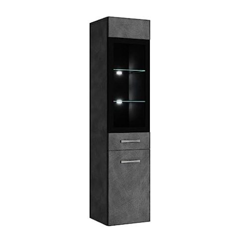 Badplaats B.V. Badezimmer Hochschrank Rio 131 cm Dunkle grau – Regal Schrank Hochschrank Schrank Möbel Badschrank