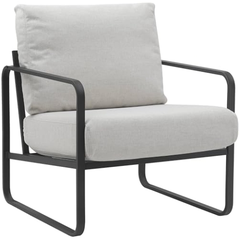 CLP Lounger Manea I Relaxsessel Kunstleder Oder Stoff Bezug I Mit Stabilem Metallgestell I Gepolsteter Clubsessel, Farbe:Creme, Material:Stoff