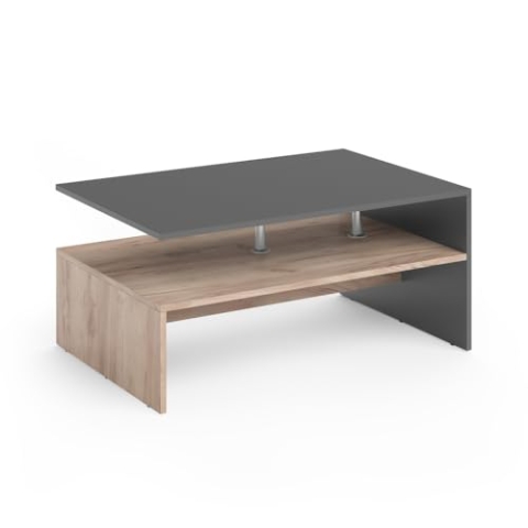 Vicco Couchtisch Amato, Couchtisch mit der Ablage, Anthrazit/Sandeiche, 90 x 60 cm