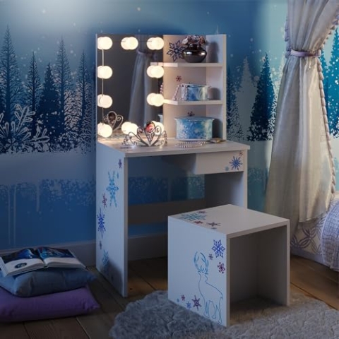 Vicco Kinder-Schminktisch Schneeflocke, Weiß, 54.8 cm mit LED Beleuchtung