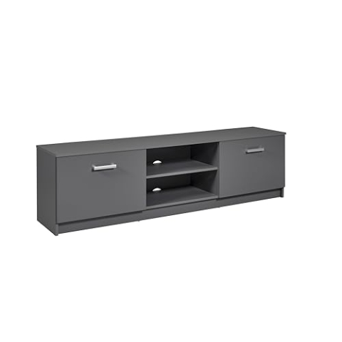 Inter Link - TV Kommode - TV Möbel - TV Konsole - 2 Klapptüren - 2 Fächer - Grau - Elenzio