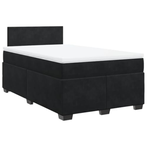 vidaXL Boxspringbett, Polsterbett Bett mit LED Matratze Kopfteil, Bettgestell mit Lattenrost, Doppelbett für Schlafzimmer, Schwarz 120x200cm Samt