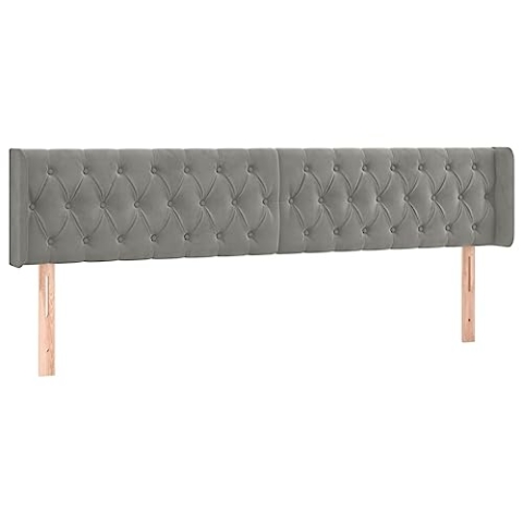 vidaXL Kopfteil mit Ohren Polsterkopfteil Betthaupt Bettkopfteil für Bett Bettgestell Bettzubehör Schlafzimmer Hellgrau 183x16x78/88cm Samt