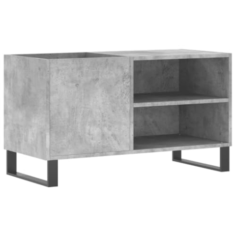 vidaXL Plattenschrank, Schallplattenschrank mit viel Stauraum, Plattenspieler Schrank für Wohnzimmer, LP Schrank Schallplattenständer, Betongrau Holzwerkstoff