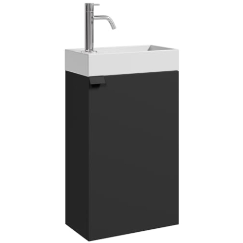 WC Badmöbel Apollo 40x22 cm Mat Schwarz - Schrank Waschbecken Badezimmer Toilette