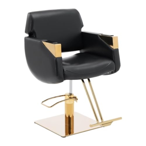 Physa Physa Penryn Black & Gold Friseurstuhl mit Fußstütze 880-1030 mm 200 kg Weiß/Golden Barberstuhl Friseursessel Friseurstuhl höhenverstellbar Bedienstuhl Friseur