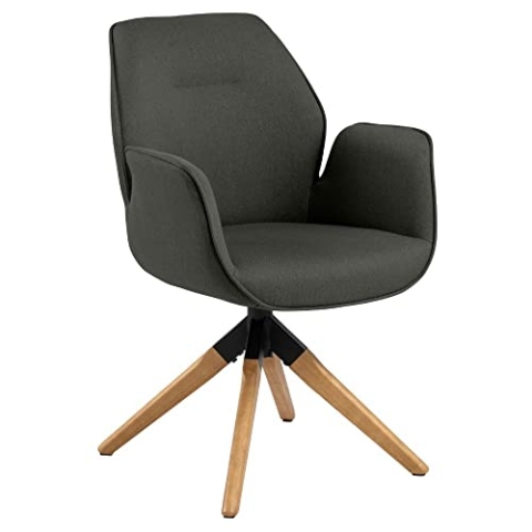 AC Design Furniture Aurelia Esszimmerstuhl, H: 91 x B: 60,5 x T: 58,5 cm, Dunkelgrau/Eiche Optik, Stoff/Holz, 1 Stk.