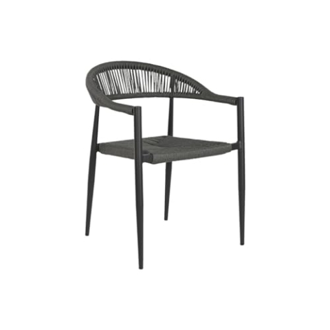 Home ESPRIT Gartenstuhl, Schwarz, Dunkelgrau, Aluminium, Rattan, 56 x 60 x 78 cm