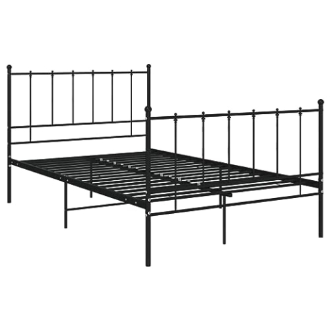 vidaXL Bett Metallbett Schlafzimmerbett Bettgestell Bettrahmen mit Lattenrost Schlafzimmermöbel Doppelbett Schlafzimmer Schwarz Metall 120x200cm