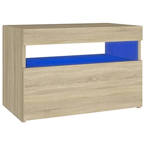 vidaXL Nachttisch mit LED-Leuchten Nachtschrank Nachtkonsole Nachtkommode Schlafzimmer Schrank Kommode Beistelltisch Sonoma-Eiche 60x35x40cm Holzwerkstoff