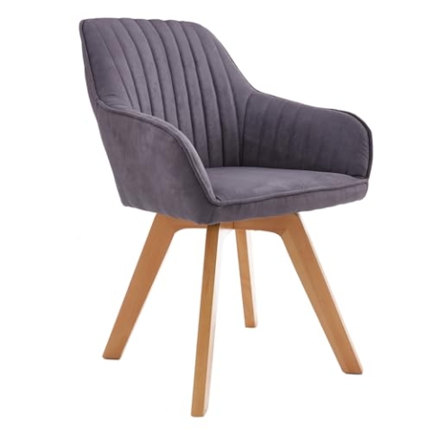 Riess Ambiente Drehbarer Design Stuhl Livorno Vintage grau Buchenholz Beine Esszimmerstuhl Küchenstuhl Besucherstuhl