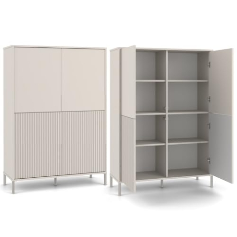 CDF Moderne Kabinett KAMARO 4DK | Farbe: Kaschmir (beige) | Schrank für Dokumente, Kleinigkeiten | Ideal für Wohnzimmer, Schlafzimmer, Kinderzimmer und Büro | Einfache Montage