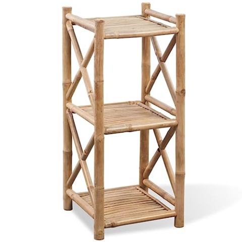 vidaXL Standregal Badregal Handtuchregal Duschregal 3 Böden Quadratisch Bambus