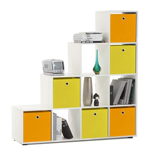 FMD Möbel, 248-002 Mega 2, Treppenregal Raumteiler Bücherregal Raumtrenner 10 Fächer, in Betongrau 138. 5 x 141. 5 x 32. 6 cm (BHT)
