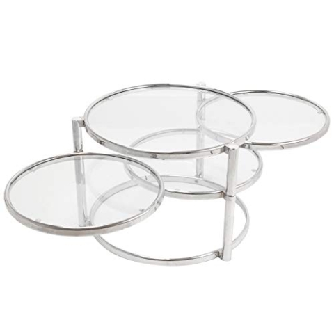 Leitmotiv Triple Schwenkenglas Chrom Design Tisch, 60x60x43cm