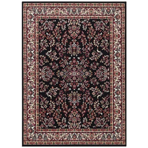 Hanse Home Design Kurzflor Wohnzimmerteppich Orient - Zabul Perser Look, Orientalischer Teppich für Esszimmer, Wohnzimmer, Schlafzimmer - Schwarz, 180x260 cm