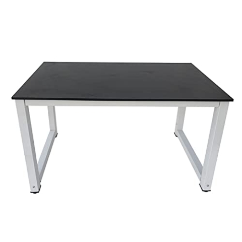 VDD Schreibtisch Computertisch – Küchentisch – Metall Holz – 120 cm x 60 cm – weiß mit schwarzer Tischpl