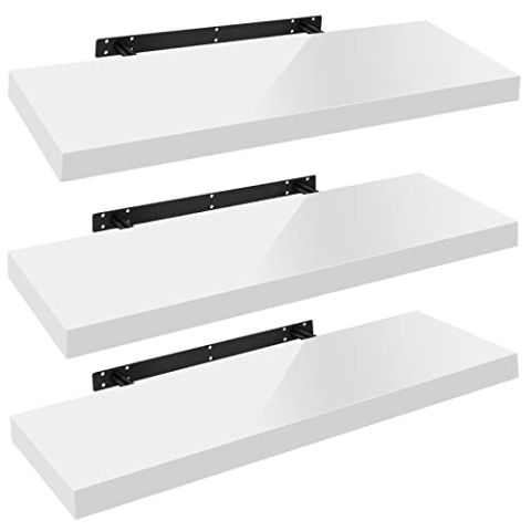 WOLTU Wandregal Volato Set von 3 RegalenWandboard freischwebend Schweberegal CD DVD Regal Bücherregal Holz Board 100x22,9x3,8cm weiß RG9482ws-3