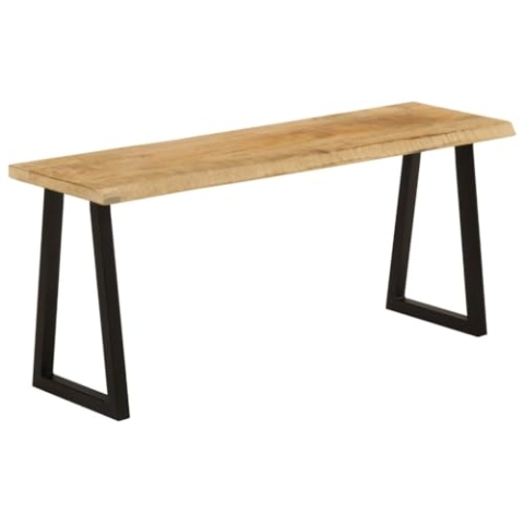 vidaXL Bank, Sitzbank für Esszimmer Wohnzimmer Flur, Esszimmerbank Baumkante Stahlbeine, Flurbank Küchenbank, 105cm Massivholz Mango