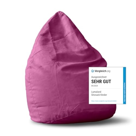 Lumaland Sitzsack Luxury XL Plus 85x65cm | Microvelours Beanbag mit extra weichem & robustem Stoff | Für Erwachsene & Kinder| Ideal geeignet für Kinderzimmer | Sessel & Stuhl Bean Bag [Pink]