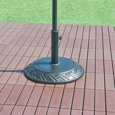 casa.pro Sonnenschirmständer Bisegna Betonsockel 25 kg Sonnenschirmhalter für Schirmstöcke Ø34/39/49/55 mm Sonnenschirmfuß mit Muster Ø50 x 7 cm inkl. Adapterringe Schwarz