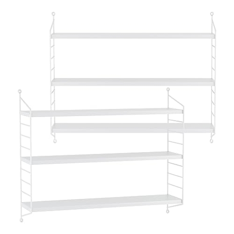 [en.casa] Modulares Wandregal Strängnäs 2er Set Metallregal Weiß Hängeregal mit 3 Regalböden Badregal Küchenwandregal Wandablage Wohnzimmer