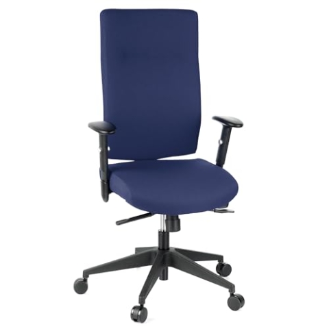 hjh OFFICE 608510 Profi Bürodrehstuhl PRO-TEC 300 Stoff Blau Bürosessel ergonomisch, hohe Rückenlehne, Armlehne verstellbar