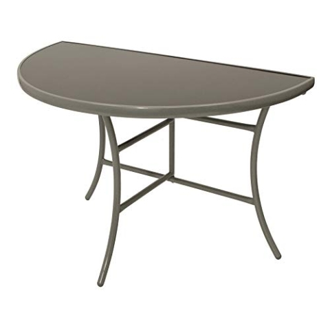 DEGAMO Wandtisch Palermo halbrund 58x110cm, klappbar, Stahl silberfarben, Glas grau, Innen und Außen