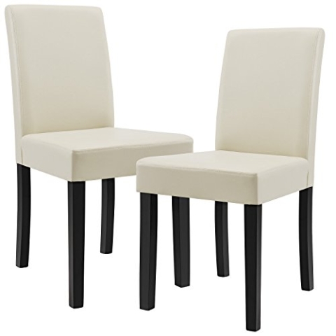 [en.casa] Esszimmerstühle Hamburg 2er Set Küchenstühle Kunstleder Polsterstuhl 89 x 43 x 54 cm Holzbeine Creme